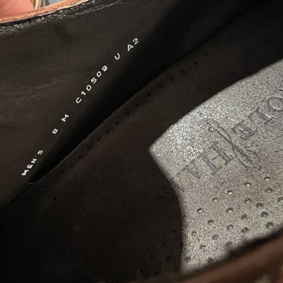 Cole Haan Drake Shoes Mens 8 Medium Brown Leather Oxford Brogue Dress Lace Up - Picture 11 of 11